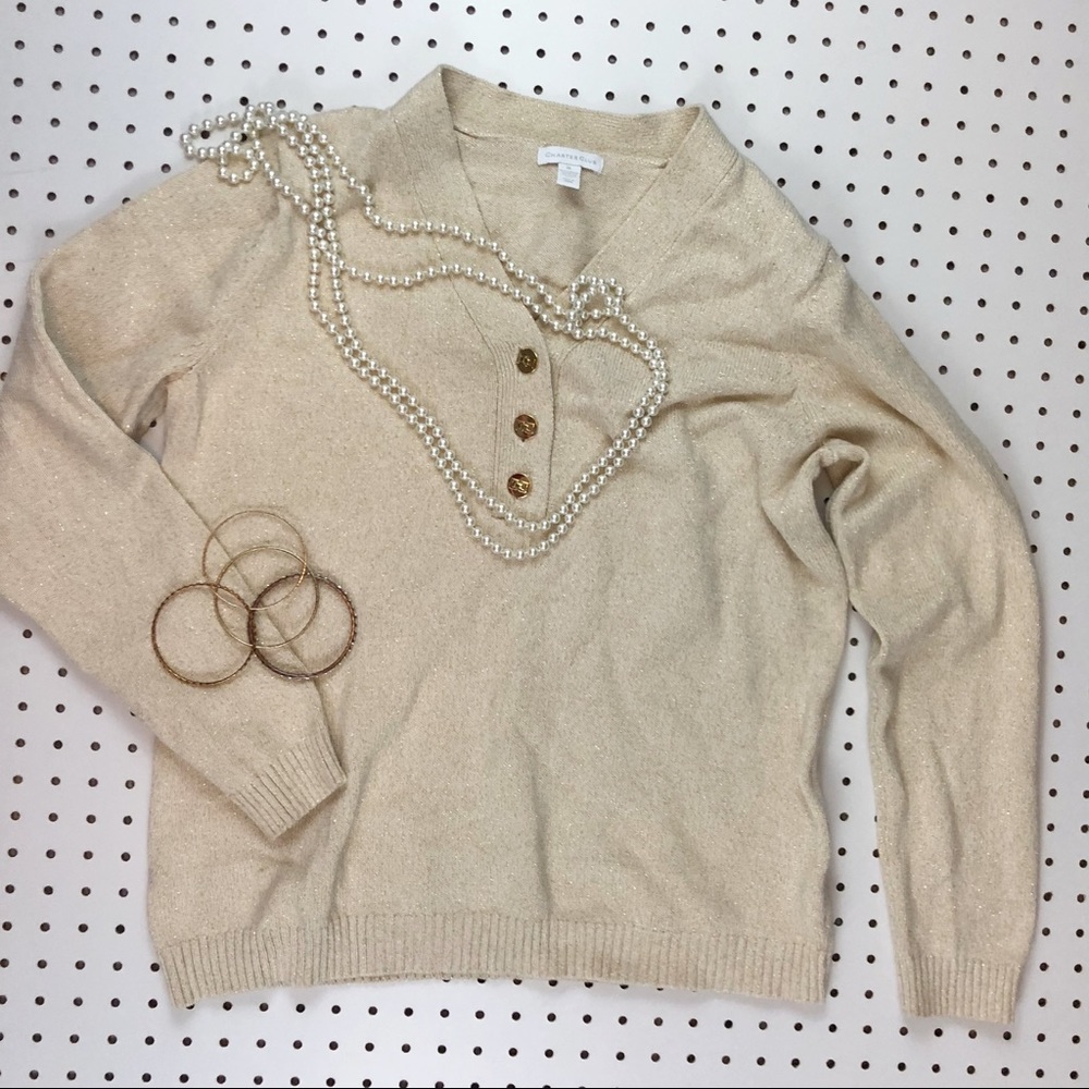 Cream & gold Charter Club sweater charming shimmer
